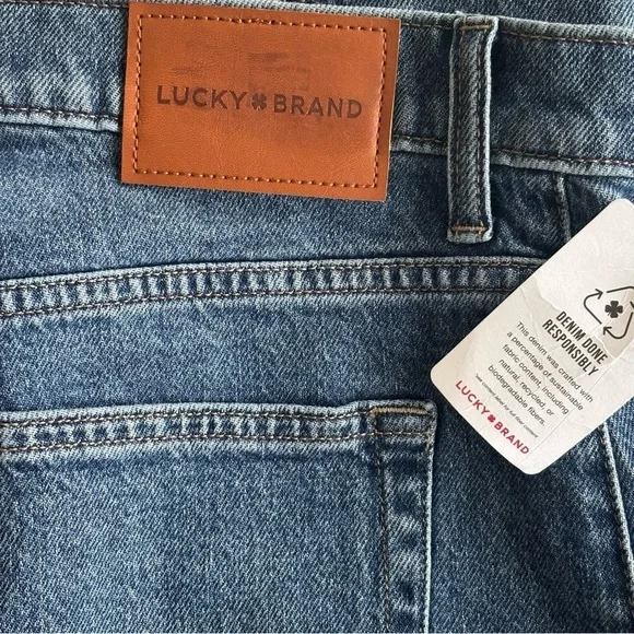 NWT Lucky Brand 90s Midi Short Multi Pocket Y2K Dark Cargo Mom Jean Shorts 28/6 - Picture 8 of 8